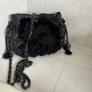 Elie Tahari Black Crossbody Bag with Plush Texture